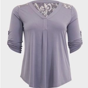 Torrid 5 Studio Knit Lake Yoke Harper Top dark Pearl gray